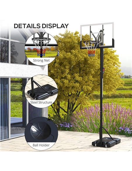 SPORTNOW 6 Level Height Adjustable Freestanding Basketball Hoop and Stand with Wheels, 2.35M-3.05M A61-051V00BK - pic 89595 | FastDaddyshop