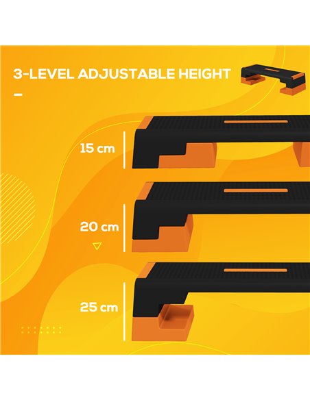 SPORTNOW 15cm/20cm/25cm Exercise Stepper for Home Workout, Aerobic Step Platform, Orange A90-355V00OG - pic 89618 | FastDaddyshop