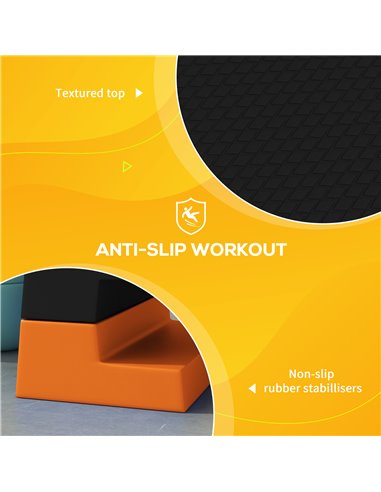 SPORTNOW 15cm/20cm/25cm Exercise Stepper for Home Workout, Aerobic Step Platform, Orange A90-355V00OG