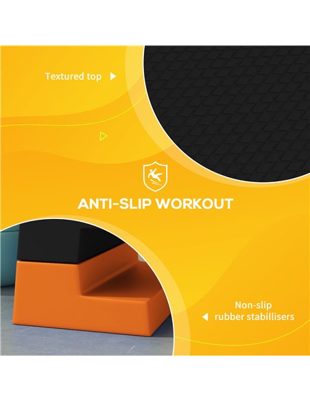 SPORTNOW 15cm/20cm/25cm Exercise Stepper for Home Workout, Aerobic Step Platform, Orange A90-355V00OG - pic 89620 | FastDaddyshop