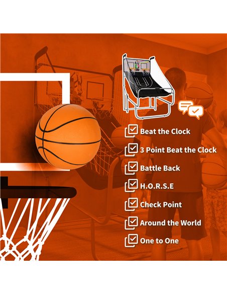 SPORTNOW Foldable Double Shot Basketball Arcade Game with 8 Modes A70-078V00BK - pic 89627 | FastDaddyshop