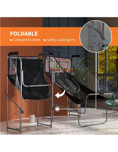 SPORTNOW Foldable Double Shot Basketball Arcade Game with 8 Modes A70-078V00BK