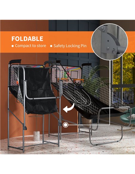 SPORTNOW Foldable Double Shot Basketball Arcade Game with 8 Modes A70-078V00BK - pic 89629 | FastDaddyshop