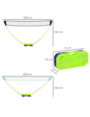 SPORTNOW Badminton Set with Volleyball Net, Portable Badminton Net with 2 Rackets, 2 Shuttlecocks and Carry Case, for Indoor Out