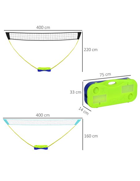 SPORTNOW Badminton Set with Volleyball Net, Portable Badminton Net with 2 Rackets, 2 Shuttlecocks and Carry Case, for Indoor Out - pic 89635 | FastDaddyshop