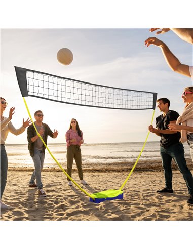 SPORTNOW Badminton Set with Volleyball Net, Portable Badminton Net with 2 Rackets, 2 Shuttlecocks and Carry Case, for Indoor Out