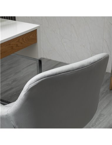 Vinsetto Home Office Chair Velvet Ergonomic Computer Chair Comfy Desk Chair with Adjustable Height, Arm and Back Support, Grey