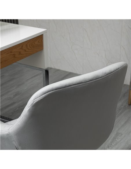 Vinsetto Home Office Chair Velvet Ergonomic Computer Chair Comfy Desk Chair with Adjustable Height, Arm and Back Support, Grey - pic 8965 | FastDaddyshop
