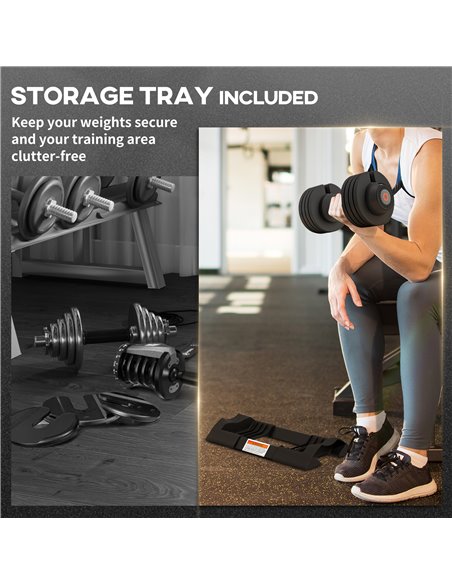SPORTNOW Adjustable Dumbbells Set, 4-in-1 Weights Set with Storage Tray and Non-Slip Handle, 7KG 13KG 18KG 24KG A91-335V02BK - pic 89655 | FastDaddyshop