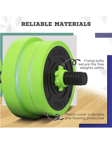 SPORTNOW 40kg Four-In-One Adjustable Weight Dumbbells Set, Barbell, Kettlebell, Push Up Stand - Green A91-287V03GN
