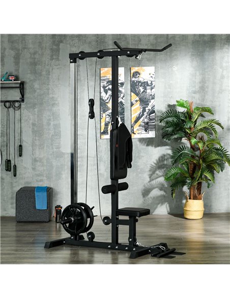 SPORTNOW Pull Up Station with Adjustable Seat, Power Tower for Chin up  and Lat Pulldown Exercises, Multi-Function Fitness Equip - pic 89670 | FastDaddyshop