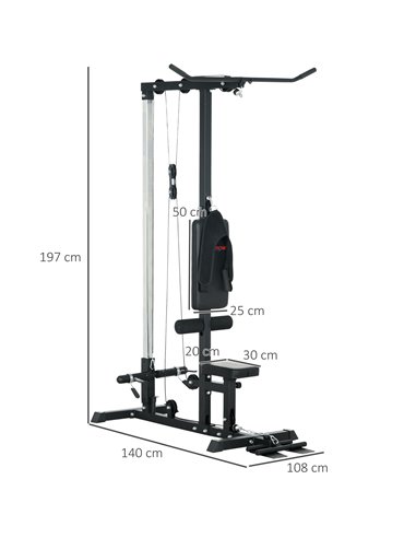 SPORTNOW Pull Up Station with Adjustable Seat, Power Tower for Chin up  and Lat Pulldown Exercises, Multi-Function Fitness Equip