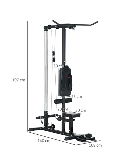 SPORTNOW Pull Up Station with Adjustable Seat, Power Tower for Chin up  and Lat Pulldown Exercises, Multi-Function Fitness Equip - pic 89671 | FastDaddyshop