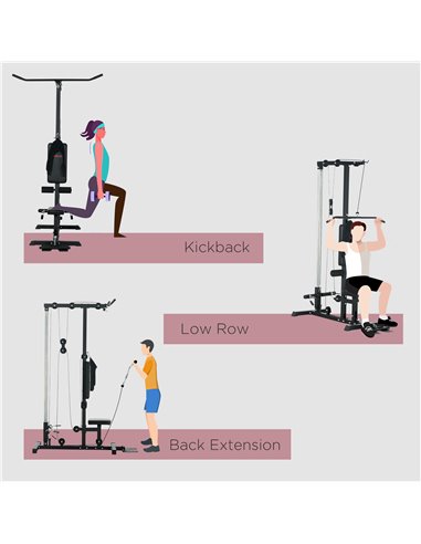 SPORTNOW Pull Up Station with Adjustable Seat, Power Tower for Chin up  and Lat Pulldown Exercises, Multi-Function Fitness Equip
