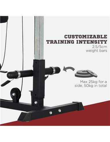 SPORTNOW Pull Up Station with Adjustable Seat, Power Tower for Chin up  and Lat Pulldown Exercises, Multi-Function Fitness Equip
