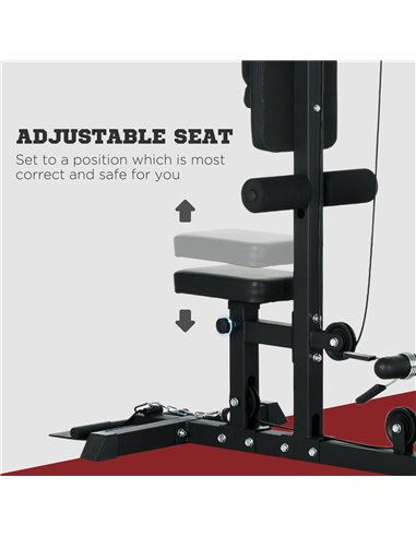 SPORTNOW Pull Up Station with Adjustable Seat, Power Tower for Chin up  and Lat Pulldown Exercises, Multi-Function Fitness Equip
