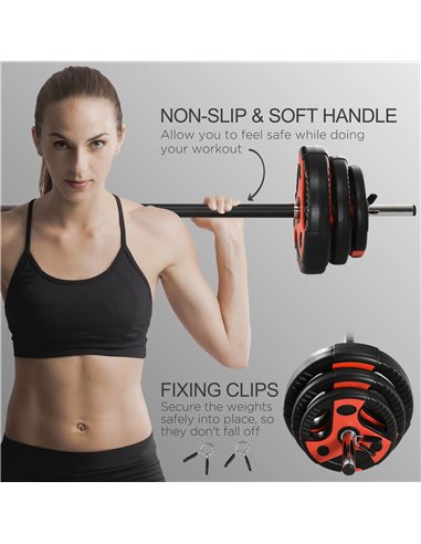 SPORTNOW 20kg Barbell Weights Set, Adjustable Weight Set, Free Body Pump Bar and Weights, Weight Lifting Strength Training Equip