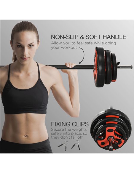 SPORTNOW 20kg Barbell Weights Set, Adjustable Weight Set, Free Body Pump Bar and Weights, Weight Lifting Strength Training Equip - pic 89683 | FastDaddyshop