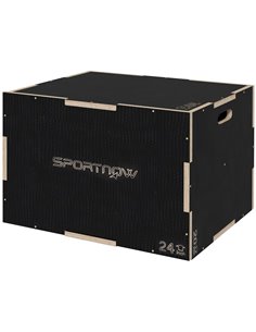 SPORTNOW 3-in-1 Wooden Plyo Box, Anti-Slip Plyometric Jump Platform, Step up Exercise Box w/ Handle Openings for Home Gym Workou