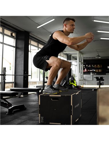 SPORTNOW 3-in-1 Wooden Plyo Box, Anti-Slip Plyometric Jump Platform, Step up Exercise Box w/ Handle Openings for Home Gym Workou