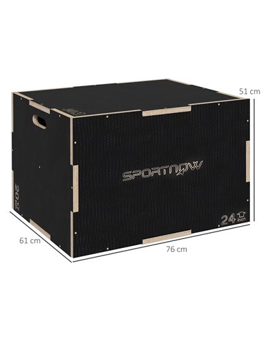 SPORTNOW 3-in-1 Wooden Plyo Box, Anti-Slip Plyometric Jump Platform, Step up Exercise Box w/ Handle Openings for Home Gym Workou