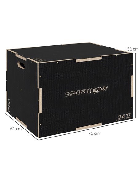 SPORTNOW 3-in-1 Wooden Plyo Box, Anti-Slip Plyometric Jump Platform, Step up Exercise Box w/ Handle Openings for Home Gym Workou - pic 89689 | FastDaddyshop