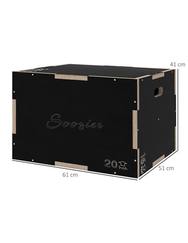 SPORTNOW 3-in-1 Wooden Plyo Box, Anti-Slip Plyometric Jump Platform, Step up Exercise Box w/ Handle Openings for Home Gym Traini