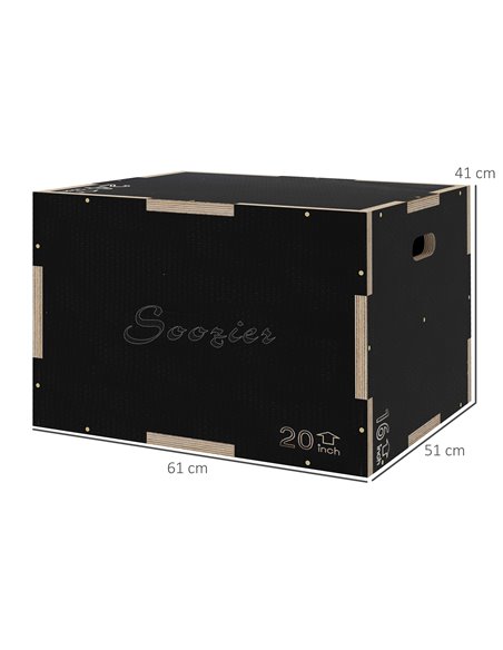 SPORTNOW 3-in-1 Wooden Plyo Box, Anti-Slip Plyometric Jump Platform, Step up Exercise Box w/ Handle Openings for Home Gym Traini - pic 89698 | FastDaddyshop