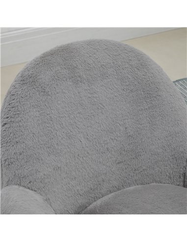 HOMCOM Fluffy Leisure Chair Office Chair with Backrest and Armrest for Home Bedroom Living Room with Wheels Grey