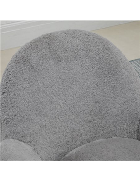 HOMCOM Fluffy Leisure Chair Office Chair with Backrest and Armrest for Home Bedroom Living Room with Wheels Grey - pic 8971 | FastDaddyshop