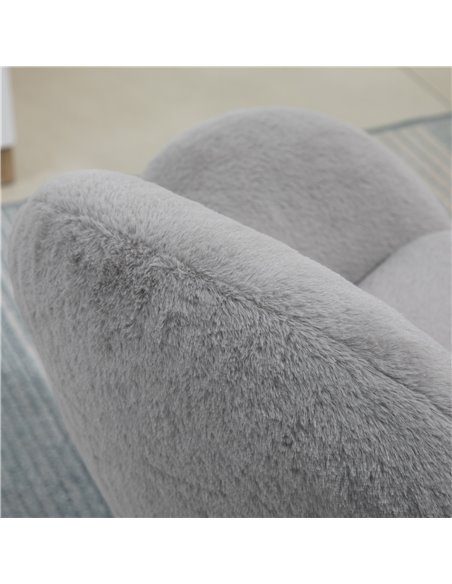 HOMCOM Fluffy Leisure Chair Office Chair with Backrest and Armrest for Home Bedroom Living Room with Wheels Grey - pic 8972 | FastDaddyshop