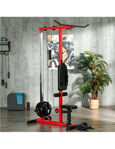 SPORTNOW Pull Up Station with Adjustable Seat, Power Tower for Chin up  and Lat Pulldown Exercises, Multi-Function Fitness Equip