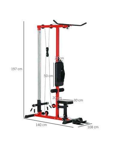 SPORTNOW Pull Up Station with Adjustable Seat, Power Tower for Chin up  and Lat Pulldown Exercises, Multi-Function Fitness Equip