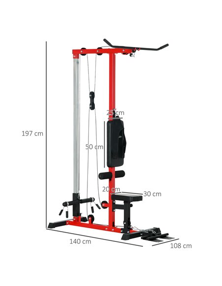 SPORTNOW Pull Up Station with Adjustable Seat, Power Tower for Chin up  and Lat Pulldown Exercises, Multi-Function Fitness Equip - pic 89743 | FastDaddyshop