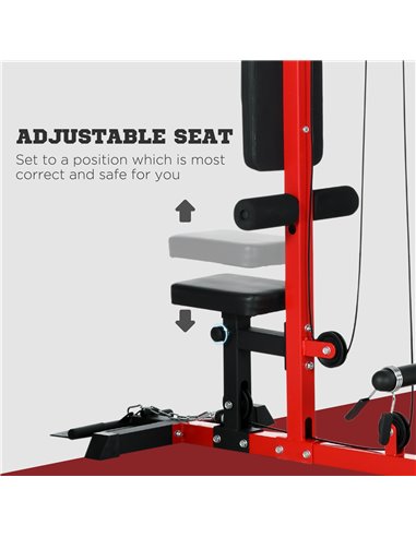 SPORTNOW Pull Up Station with Adjustable Seat, Power Tower for Chin up  and Lat Pulldown Exercises, Multi-Function Fitness Equip