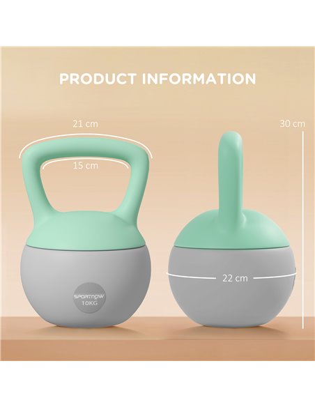 SPORTNOW 10KG Kettlebell, Soft Kettle Bell with Non-Slip Handle for Home Gym Weight Lifting and Strength Training A91-340V03GY - pic 89752 | FastDaddyshop