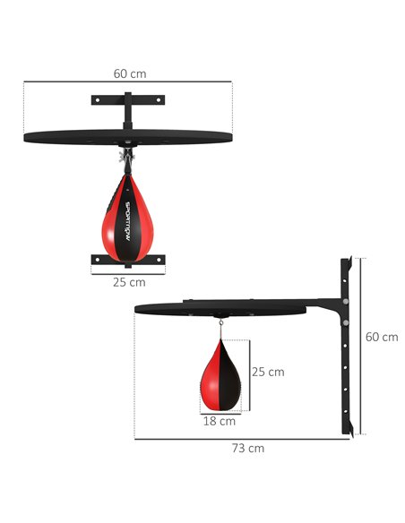 SPORTNOW Wall Mounted Speed Bag Platform, Height Adjustable Punching Bag Training Kit A91-333V01BK - pic 89761 | FastDaddyshop