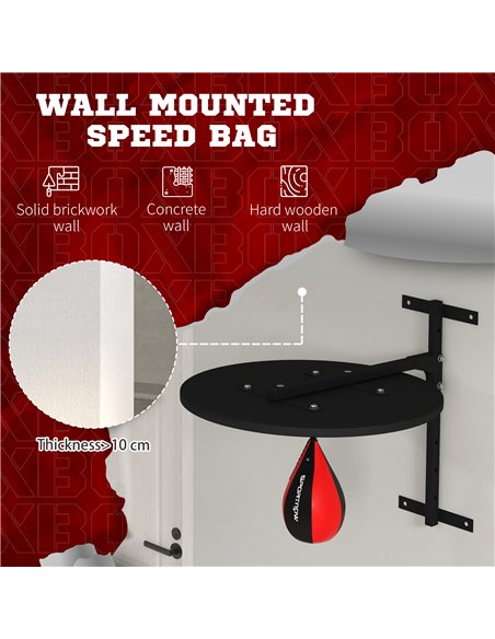 SPORTNOW Wall Mounted Speed Bag Platform, Height Adjustable Punching Bag Training Kit A91-333V01BK - pic 89763 | FastDaddyshop