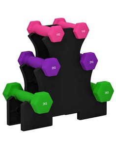 SPORTNOW 2 x 1kg, 2 x 2kg, 2 x 3kg Dumbbells Set with Dumbbell Rack, Hand Weights for Home Gym Training A91-317V00MX