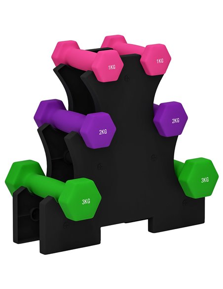 SPORTNOW 2 x 1kg, 2 x 2kg, 2 x 3kg Dumbbells Set with Dumbbell Rack, Hand Weights for Home Gym Training A91-317V00MX - pic 89768 | FastDaddyshop