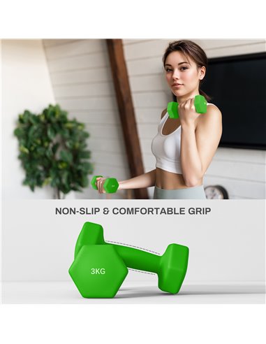 SPORTNOW 2 x 1kg, 2 x 2kg, 2 x 3kg Dumbbells Set with Dumbbell Rack, Hand Weights for Home Gym Training A91-317V00MX