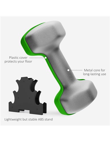 SPORTNOW 2 x 1kg, 2 x 2kg, 2 x 3kg Dumbbells Set with Dumbbell Rack, Hand Weights for Home Gym Training A91-317V00MX