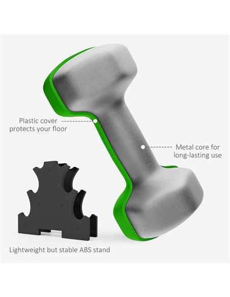 SPORTNOW 2 x 1kg, 2 x 2kg, 2 x 3kg Dumbbells Set with Dumbbell Rack, Hand Weights for Home Gym Training A91-317V00MX - pic 89773 | FastDaddyshop