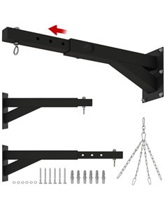 SPORTNOW Punch Bag Wall Bracket, 5-Length Adjustable Boxing Bag Bracket for Kickboxing Muay Thai Punching Training A91-326V00BK