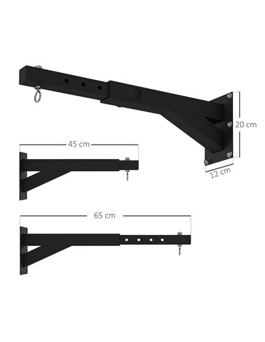 SPORTNOW Punch Bag Wall Bracket, 5-Length Adjustable Boxing Bag Bracket for Kickboxing Muay Thai Punching Training A91-326V00BK