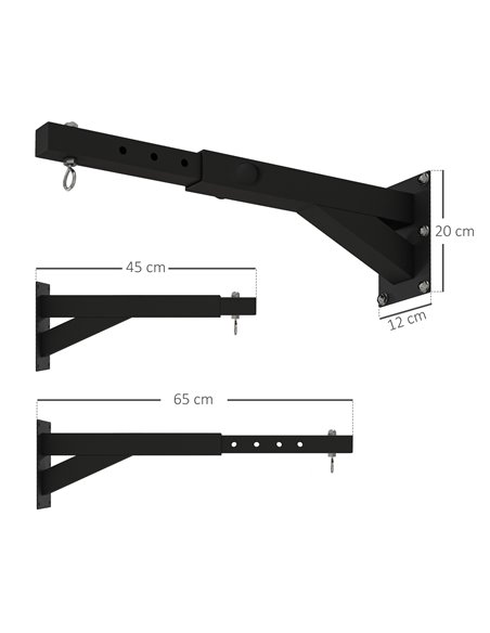 SPORTNOW Punch Bag Wall Bracket, 5-Length Adjustable Boxing Bag Bracket for Kickboxing Muay Thai Punching Training A91-326V00BK - pic 89788 | FastDaddyshop