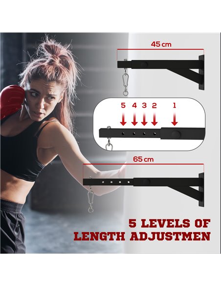 SPORTNOW Punch Bag Wall Bracket, 5-Length Adjustable Boxing Bag Bracket for Kickboxing Muay Thai Punching Training A91-326V00BK - pic 89789 | FastDaddyshop