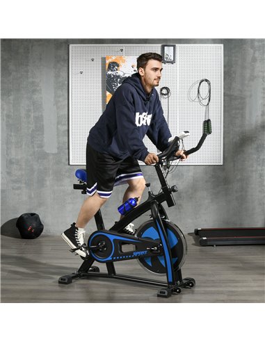 SPORTNOW Exercise Bike, Indoor Stationary Bike, Cycling Machine with Adjustable Seat and Resistance for Home Gym Workout, Blue A