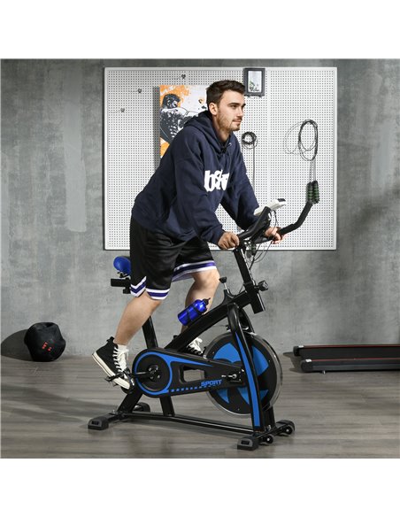 SPORTNOW Exercise Bike, Indoor Stationary Bike, Cycling Machine with Adjustable Seat and Resistance for Home Gym Workout, Blue A - pic 89796 | FastDaddyshop
