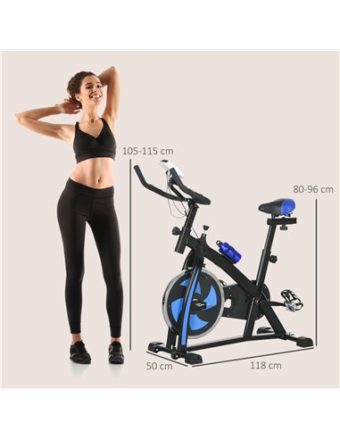 SPORTNOW Exercise Bike, Indoor Stationary Bike, Cycling Machine with Adjustable Seat and Resistance for Home Gym Workout, Blue A